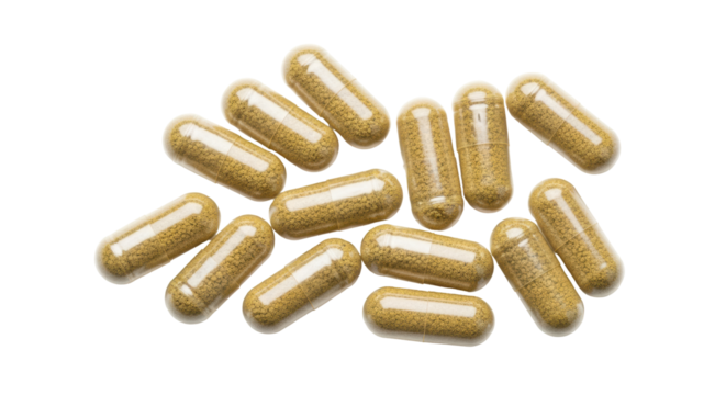 Isolated medicinal capsules containing herbal supplement ingredient, holistic health and wellbeing