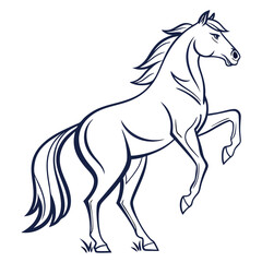 Elegant Line Art of a Prancing Horse, Majestic Equine Silhouette