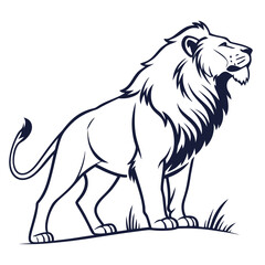 Elegant Lion Illustration Standing Tall in a Line Drawing