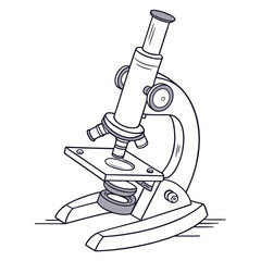 Line Art Illustration of a Microscope for Scientific Research
