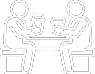 Two people drinking at table chairs cups