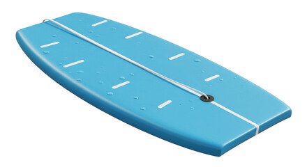 Isolated blue surf board with leash attached and stripe design for water sports enjoyment