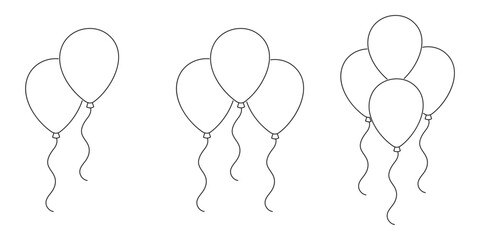 outline silhouette balloon icon set isolated on white background. baloon icon