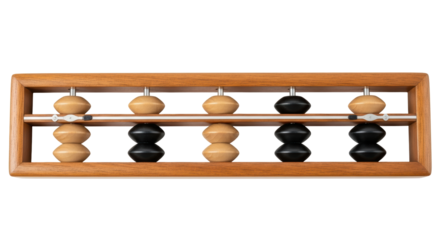 Isolated antique abacus calculation tool, an ancient counting frame, educational aid device