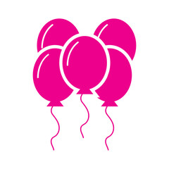Balloons in cartoon flat style. Bunch of balloons. Colored balloons in simple style.