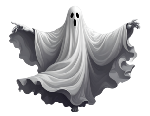 Halloween ghost on transparent background. Spirit figure. PNG . 