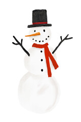 Hand Drawn Digital Painted Snowman Illustration