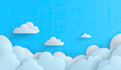 Light blue textured background with stylized clouds