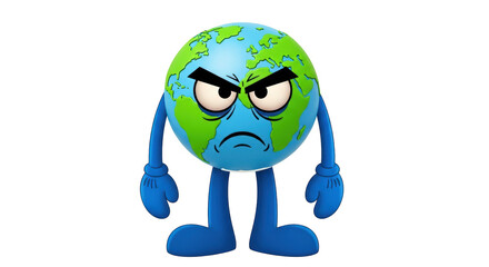 Isolated Angry Earth Cartoon