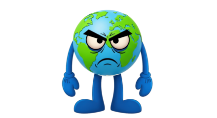 Isolated Angry Earth Cartoon