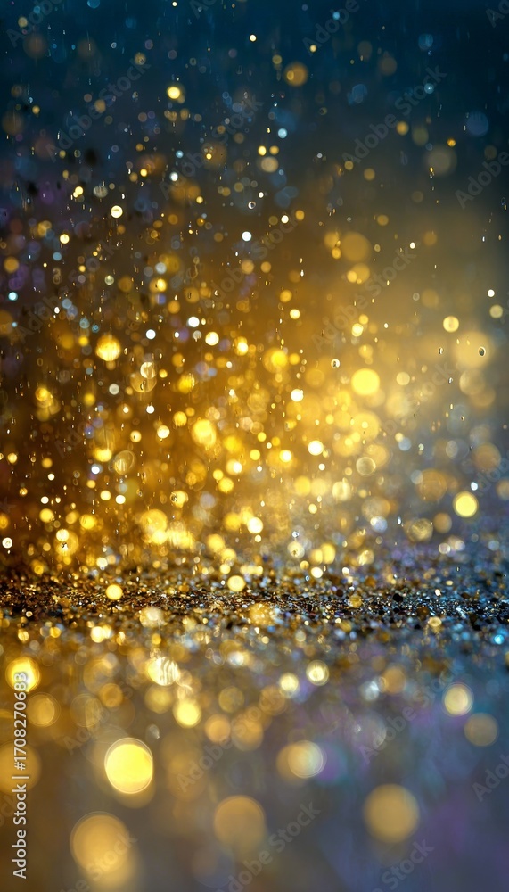 Poster Elegant Abstract Glitter Background Featuring Golden and Silver Lights with Defocused Bokeh Effect
