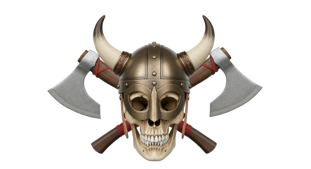 Isolated Viking Skull with Axes
