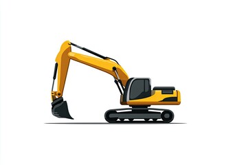 Fototapeta premium Side view of a yellow excavator