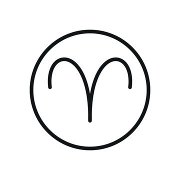 Aries icon in line style for mystic, constellation, and astrology visuals.