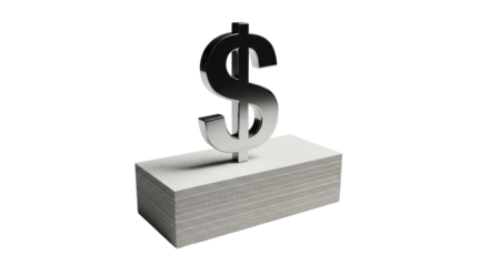 Isolated Dollar Sign on Stack of Paper