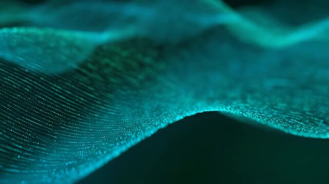 A mesmerizing seamlessly looping video of shimmering teal and green diagonal light waves gracefully flowing and intertwining ethereal, mesmerizing, presentation