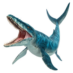 Fototapeta premium Mosasaurus prehistoric marine reptile creature closeup white background, isolated on transparent background