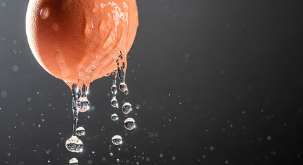 Wet orange with dripping water