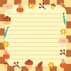 cute memo pad with autumn element style. cute note paper with autumn vibe for journal and planner
