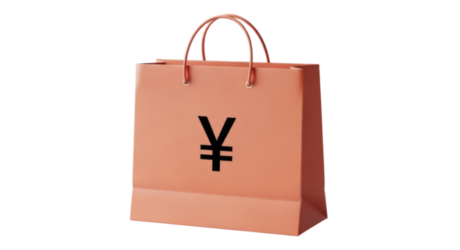 Isolated Shopping Bag with Yen Symbol