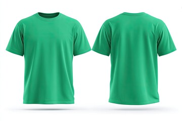Front and back view of a vibrant mint green t-shirt
