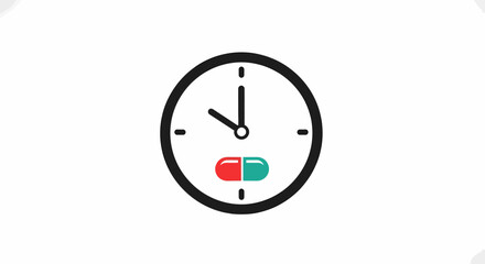Medicine Reminder Concept With Clock And Capsule Icon