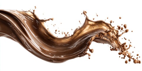 Obraz premium Chocolate liquid splash, a dynamic flow of rich brown liquid