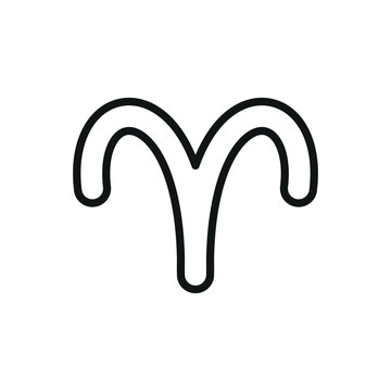 Aries icon in line style for mystic, constellation, and astrology visuals.