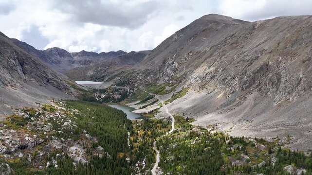 Drone Orbit of Blue Lakes near Quandary Peak in Breckenridge Colorado