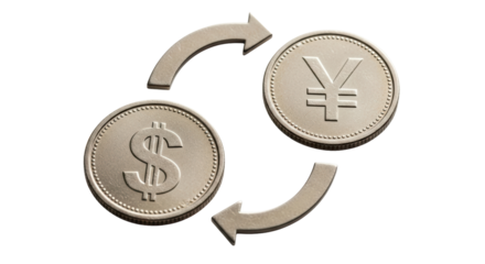 Isolated Dollar and Yen Coin Exchange