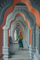 Traditional Khmer apsara dancers perform at a pagoda in Tra Vinh province, Vietnam