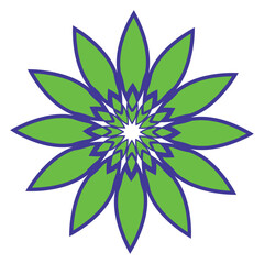 Purple and green festive flower decorative element vector