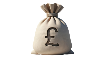 Isolated Money Bag with Pound Sign