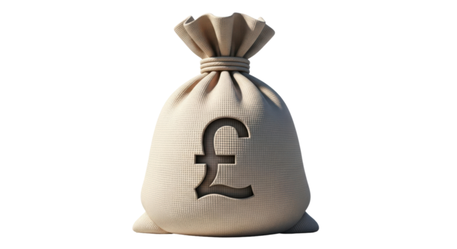 Isolated Money Bag with Pound Sign