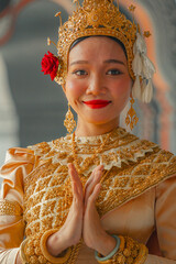 Traditional Khmer apsara dancers perform at a pagoda in Tra Vinh province, Vietnam