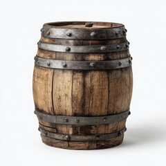 Fototapeta premium Aged wooden barrel with metal bands