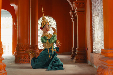Traditional Khmer apsara dancers perform at a pagoda in Tra Vinh province, Vietnam