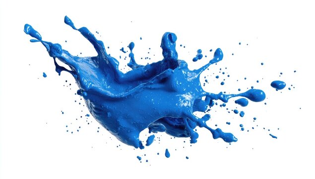 Vibrant blue liquid splash against white background (1)