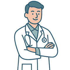 Fototapeta premium Friendly doctor with stethoscope in minimalist style