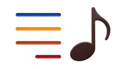 Isolated Musical Note and Staff Elements