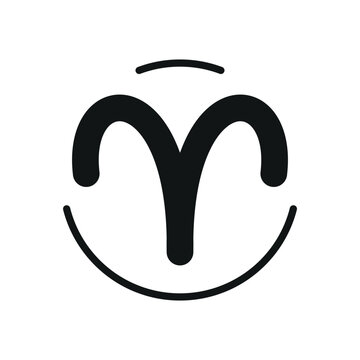 Aries icon in glyph for simple zodiac and horoscope graphics.