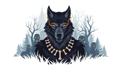 Mystic Wolf Guardian: A captivating illustration of a mystical wolf, radiating an aura of guardianship and mystery. It's a visual representation of a guardian in a dreamscape.