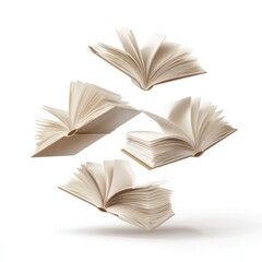 Open books levitating in mid-air