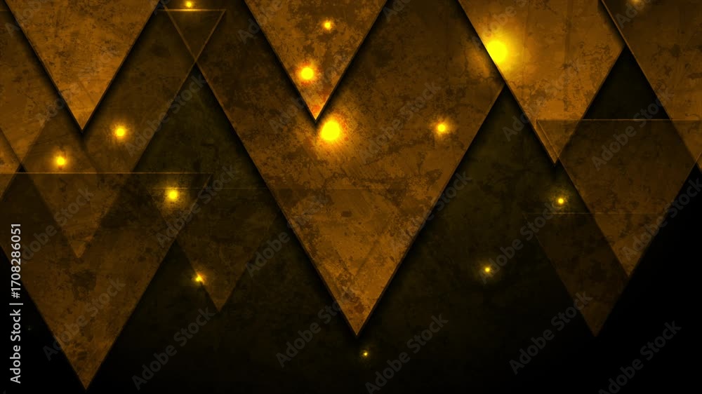 Poster grunge retro glowing tech background with geometric triangles. seamless looping abstract motion desi