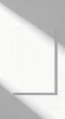 Obraz premium Blank White Square Card with Diagonal Shadow on Minimalist Background