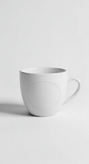 Fototapeta premium Simple White Ceramic Mug with an Oval Design Against a Clean Background