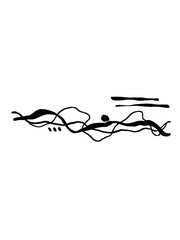 Abstract organic wave divider black ink border