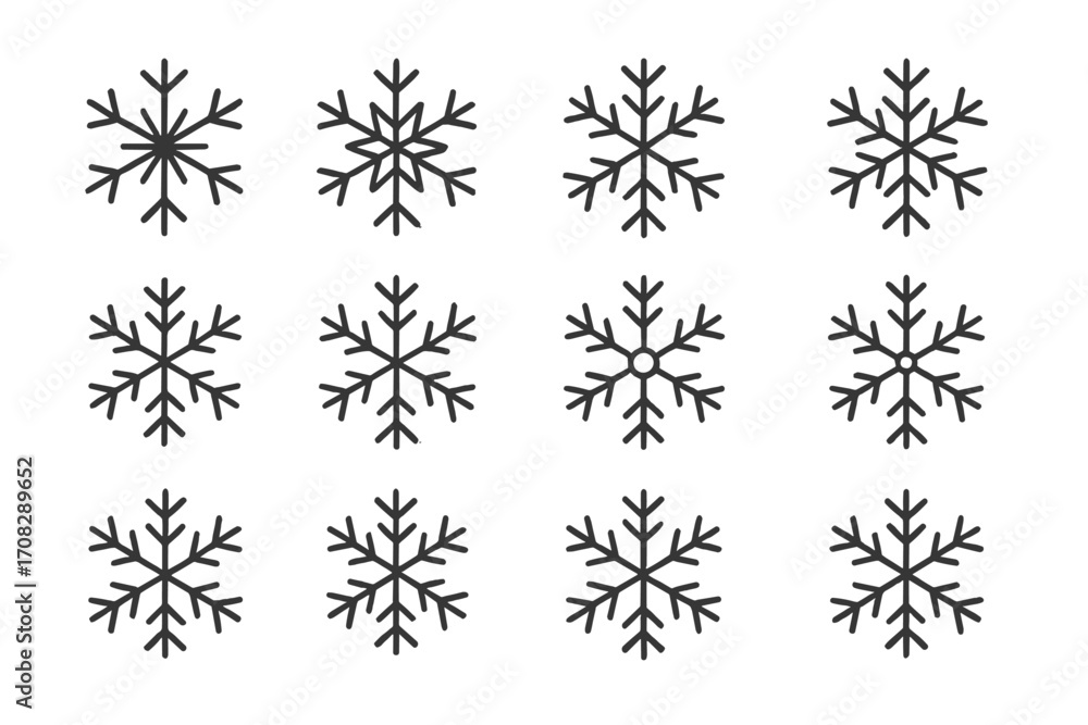 Aufkleber diverse snowflake outline set, simple linear winter icons collection, editable stroke vector for web
