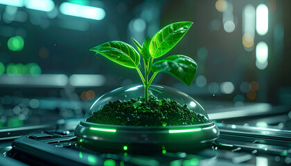 Futuristic Plant Growth in Protective Dome