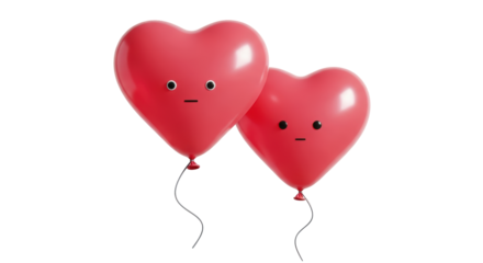 Isolated sweet love message hearts balloons with cute face expression romance happy friendship
